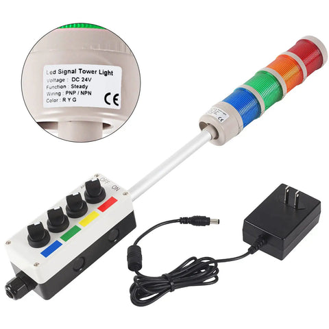Slick Four Stack Led Andon Tower Light For Busy Factory Floors And Production Lines With Bright Status Alerts And Dead Reliable Performance For Tough Workshop Rigs
