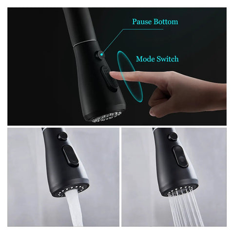 Purified Kitchen Faucet - 360° Rotating TapDeck-Mounted Filtered Water MixerHot & ColdEasy InstallatEle Gray Design - t for Clean Drinking Water with mode switch and pause button.