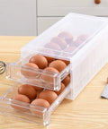 Drawer Style 24 Egg Holder For Refrigerator Double Layer Plastic Egg Storage Box Clear Egg Organizer Case For Fridge