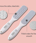 Easy At Home Foot Care Kit With Quick Peel Spray And Foot File Rasp For Callus Removal Three Minute Quick Fix Realistic Home Spa Pedicure Exfoliator Softener Heel Scrubber To Peel Dead Skin And Crush Calluses In Minutes foot file rasp showing textured surfaces on pink background