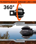 Close-up of 1.2-inch hex root killer cutter for Auto-Feed Electric Drain Snake Auger, showing 360° cutting action.