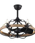17.8 Inch Caged Industrial Ceiling Fan With Remote Control And Light Kit Dope Black Enclosed Fixture showing eight blade cage design