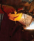 Premium Grain Elkskin Stick Glove With Nomex Lined Back, Thumb Strap, extra thick, Kevlar stitching in welding scene