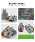 No Screw Required Lever Wire Connector Splitter Push In Terminal Kit For Electrical Wiring And Lighting Projects Made With Tin Plated Copper Contacts Plus Flame Retardant Housing To Keep Your Circuits Safe And Strong. grey 5-port terminal blocks