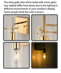 Close-up of Set of 2 Gold Wall Sconces With Clear Glass Shade showing metal mount and light bulb detail, Glam Gold Finish