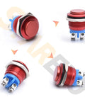 16mm 5/8 Inch Momentary Push Button Switch 1NO SPST Waterproof Aluminum Shell Red Self Reset for Wet or Dusty Environments