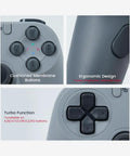 Retro 90s Themed Wired Game Controller with cushioned buttons, ergonomic design, and turbo function details