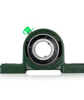 Pillow block bearing with 1-in shaft bore, green cast-iron base, self-aligning, UCP205-12, pack of 2