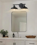 Two Light Matte Black Bathroom Vanity Light Bar For Mirror Dope Farmhouse Rustic Industrial Style. 21-inch fixture above mirror.