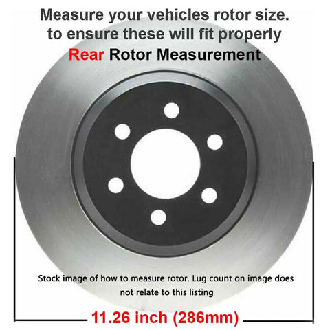 Rear Brake Kit With 11.26 Inch Rotors And Ceramic Pads For Subaru Forester, Impreza, Legacy, Outback, BRZ And WRX Models Disc Brake Replacement With High Performance Stopping Power showcasing rotor measurement guidance.