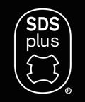 SDS-Plus emblem badge on black background; white oval outline with SDS plus text and small ® mark