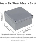 Side view of IP65 Weatherproof 8 By 8 By 4 Inches ABS Junction Box Outdoor Electrical Enclosure with measurements shown.