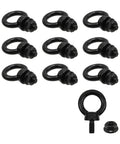 10 Pack M6 Lifting Eye Bolts In Black Stainless Steel With Lock Nuts For Heavy Duty Rigging, Eye Bolt Rings For Hanging Hammocks And Swing Chairs