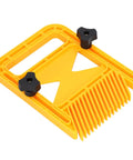 Shop Tough Woodworking Featherboard Kickback Slayer For Table And Band Saws Lock Down Workpieces Secure Hand Protection Tight Grip Yellow Heavy Duty Plastic Duo Pack, yellow plastic featherboard with black knobs.