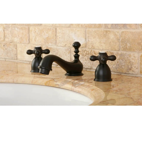 Old School Restoration Style Mini Widespread Lavatory Faucet With Oil Rubbed Bronze Solid Brass Construction Dual Cross Handles