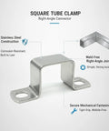 Sturdy Stainless Steel Square Tube Clamp for 0.4 Inch Tubing, 90 Degree Right Angle Frame Connector, Locking Mechanical, No Welding