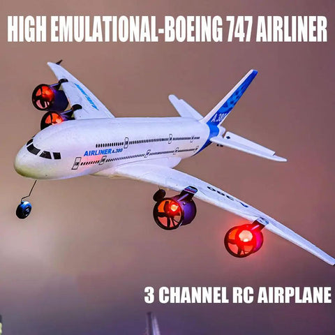 RC Airplane A380 Four Motor Two Point Four G Remote Control Plane With LED Lights Crash Resistant EPP Airliner in flight