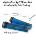 Lock On Mountain Bike And BMX Grips Dope Non Slip Hand Hugging Comfort With Thick Waffle Grip For MTB And BMX in Deep Sea Blue, TPR rubber