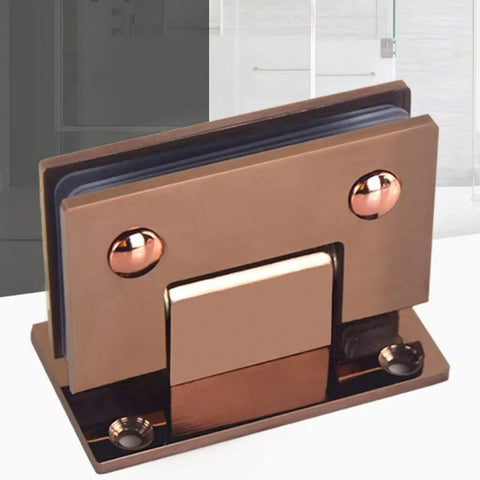 Heavy Duty Glass Door Hinge With 90 Degree Clamp, Stainless Steel Clip For 8-12 mm Toughened Glass, Rose Gold Finish