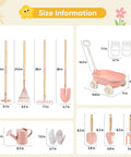 Kids Garden Set With Wheelbarrow And 11 Piece Outdoor Tool Kit For Backyard Beach And STEM Play Kid Sized Shovels Rake Hoe size chart.