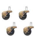 4 Pack Swivel Caster Wheels Set With Ball Casters, Antique Brass Finish, Heavy Duty Office Chair Caster, 1.5 Inch PU Wheels