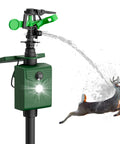 Solar Powered Motion Activated Sprinkler Deterrent For Yard And Garden Keeps Deer Cats Dogs Rabbits Birds Away With Flashing Lights 110 Degree Detection 26 Feet Range Easy Outdoor Pest Guard with water spray and strobe light deterring a deer