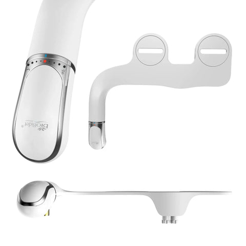 Slim Glow Non Electric Bidet Attachment For Toilet With Front And Rear Dual Nozzles For Fresh Cold Water Wash, White