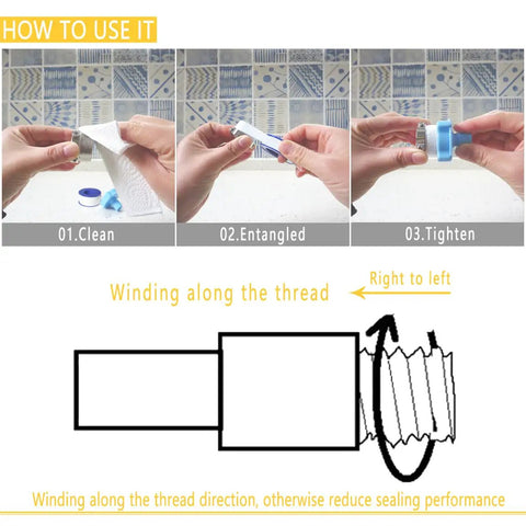 How to use four rolls of three quarter inch white Teflon tape for plumbers PTFE thread sealant pipe sealing shower heads 520 inches