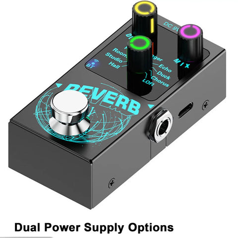 Bangin Compact Digital Reverb Guitar Pedal With 9 Modes Room Hall Chorus Duck Plate Studio Echo LoFi, True Bypass, Aluminum Alloy Case