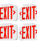 Four LED Emergency Exit Light With Battery Backup, Double Face Red Letters, UL 924 Listed, Hardwired 120/277V, Damp Location Indoor Use.