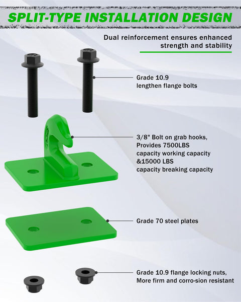 2 Pack 3 By 8 Inch Tractor Bucket Grab Hooks Grade 70 Forged Steel Bolt On Grab Hooks With Backer Plate Heavy Duty Tow Hook diagram