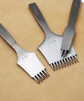 Leather Craft French Angled Chisel Set For Hole Punching And Lacing Stitching High Speed Steel Tools with 3.38mm size on leather surface