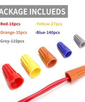 Different color-coded wire caps from 330 Piece Wire Cap Nut Assortment Kit For Electrical Splices No Soldering Quick Twist On Wire Connectors