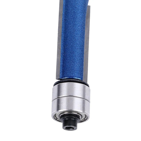Close-up of a Flush Trim Router Bit from the Top Notch 4 Piece Flush Trim Router Bit Set With Double Bearing Precision Guides.