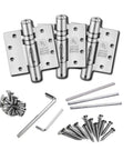 5 Inch Heavy Duty Spring Door Hinge With Built In Closer UL Listed Fire Rated Stainless Steel Satin Brushed Finish 3 Pack with screws