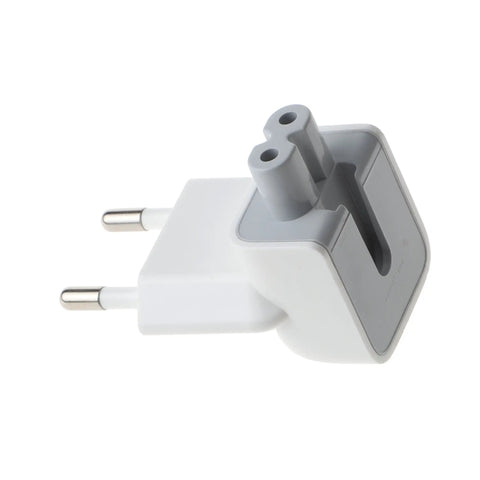 EU Plug Converter Travel Charger Adapter For Apple iBook And MacBook Pro, Travel Ready, Two Round Pins, White, Pack Of 2