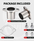 Universal 2 Bolt Exhaust Flange Repair Piping Kit With Premium 304 Stainless Steel Gasket Set includes flanges and bolts.