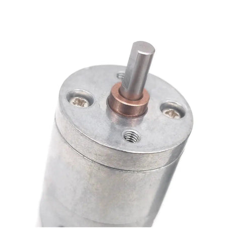 Heavy Duty DC Geared Motor 6V 12V 24V top view showing shaft and metal casing for reliable performance in automation.