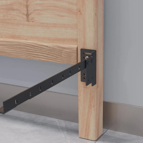 Level Up Your Sleep Setup With These Tough As Nails Bed Frame Footboard Extension Brackets Set Fits Twin Through King Sizes Smooth Offset Mount No Sweat Assembly mounted on a wooden bed frame.