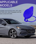 Ford Focus Windshield Washer Fluid Reservoir Cap Replacement Fits 2012 2018 Wiper Covers Tank Cap, blue cap, next to car.