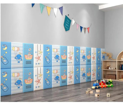 10 Pack Red 3D Wall Padding Panels Self Adhesive Foam Protectors Badass Kid Safe Bump Shields Anti Collision Wall Guards For Playroom Headboard Nursery Soft Cushion Foam Padding 27 6 In By 13 8 In on colorful blue wall.