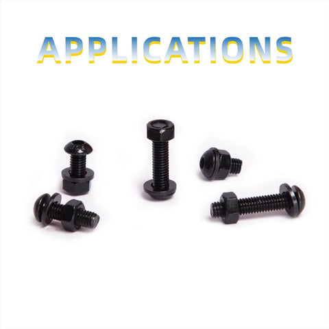 150Pcs M6 Button Head Socket Cap Screws Bolts Nuts Washer Set 10.9 Grade Alloy Steel Black Oxide on white background