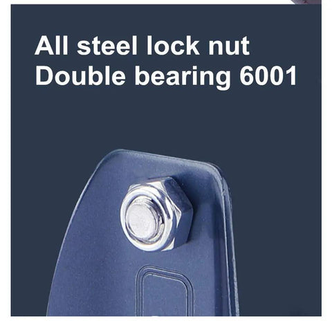 Close-up of all steel lock nut and double bearing 6001 for Tough As Nails Set Of 4 Heavy Duty Swivel Caster Wheels.