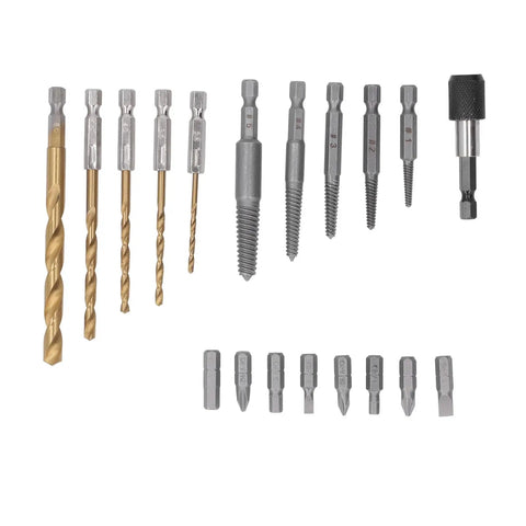 Heavy Duty Screw Extractor Set To Bust Stripped Screws With Hex Shank Twist Drills And Bolt Remover Bits For Tough Jobs, Includes Extension And Storage Box, assorted bits