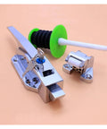 Heavy Duty Door Handle Hinge Knob Lock Cam Lift Latch Hardware Pull Part Industrial Grade steel set on beige background