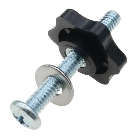 Eight Sets T Track Knob Kit with Galvanized Iron Screws One Quarter Twenty by Two Inches and One Quarter Inch Black Hex Nut with Washer