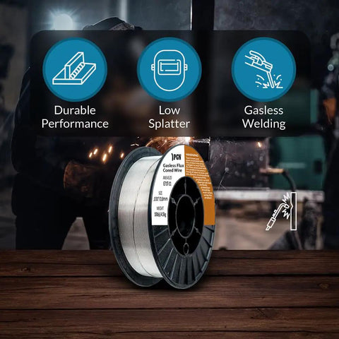 Flux Core Welding Wire E71T11 0.030 Inch 10 Pound Spool Gasless Mild Steel with low splatter and durable performance icons