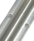 Close-up of Screw On Track Cover For Sliding Patio Glass Doors Replacement Hardware In Stainless Steel 1 W X 7/16 H 6 Feet Long Corrosion Resistant Door Track Shield Screws Not Included