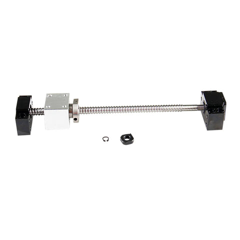 Real Heavy Duty SFU1605 Ball Screw 500MM Kit Featuring BK12 BF12 Bearing Supports, DSG16H nut housing, and accessories for CNC milling.