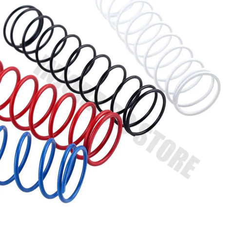 Metal Shock Spring Set For One Tenth Scale RC Crawlers Rad Upgrade For TRX4 And Axial SCX10 Platforms, multicolor alloy springs close-up.